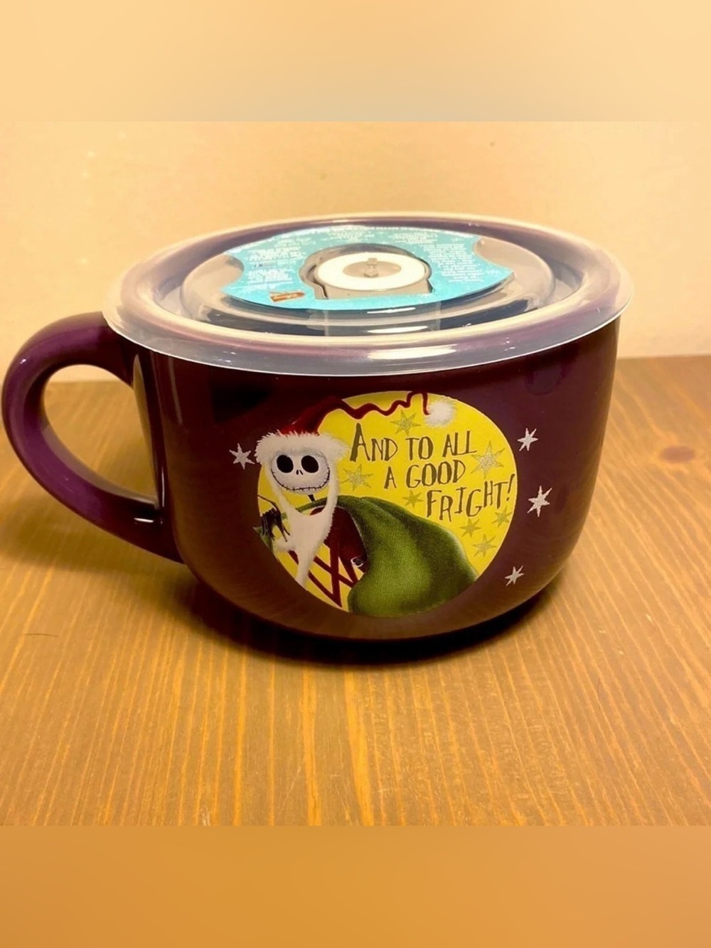 Disney Nightmare Before Christmas Jack Skellington 24oz Soup Mug Lid NWT